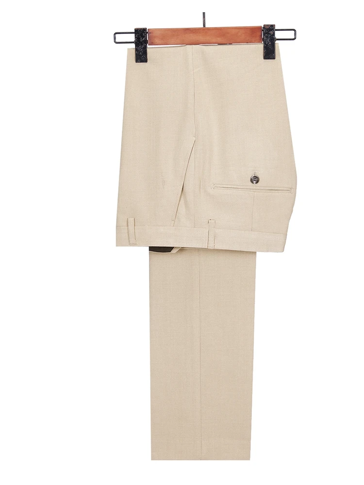 Men’s Slim Fit Khaki Suit – 2-Piece Summer Outfit with Notch Lapel Blazer & Pants main image 0